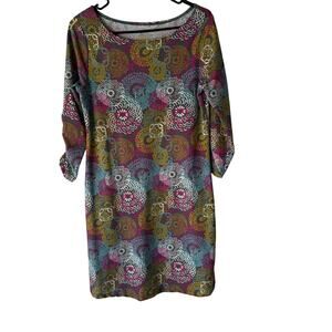 Soybu Dress Womens Medium Multicolor Floral 3/4 Sleeve Stretch Outdoor‎